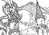 Coloring Dragon Pages Dragons Scary Realistic Castle Adults Knights Cool Detailed Colouring Printable Print Complex Gremlins Drawing Color Pdf Getcolorings sketch template