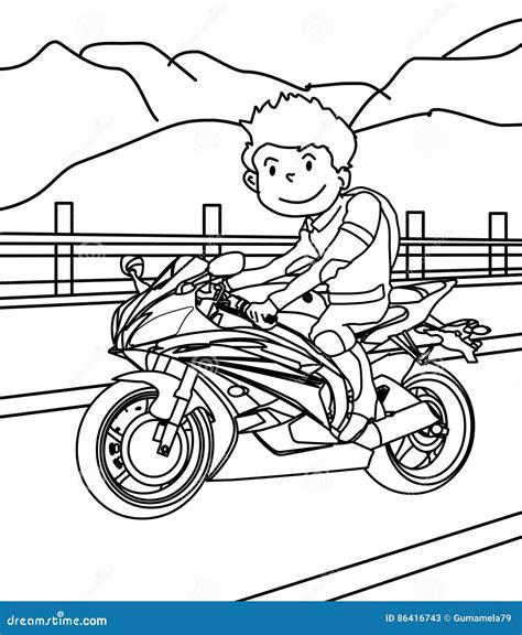 motorcycle rider coloring page stock illustration illustration