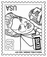 Elvis Coloring Presley Pages Stamp Sheets Printable Color Postage Activity Stamps Colouring Adult Kids Clipart Kleurplaat Drawing Postal Printables Clip sketch template