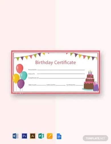 sample birthday gift certificate templates  psd