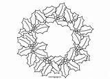 Wreath Holly Christmas Coloringpage Eu sketch template