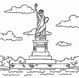 Estatua Libertad Statuia Libertatii Colorat Landmark Monuments sketch template