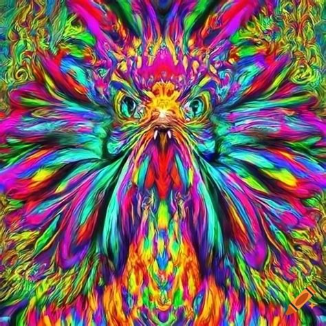Hd Image Of A Vibrant Psychedelic Rooster