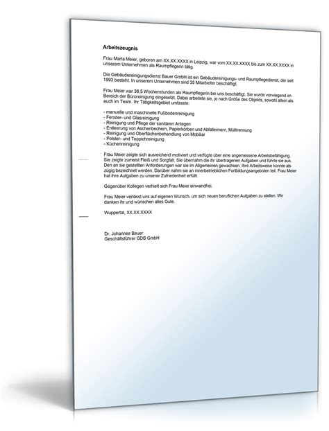 Arbeitszeugnis "ausreichend" (Raumpfleger/in) â‹†