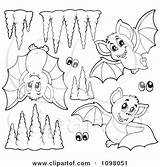 Cave Bats Coloring Cute Illustration Clipart Vector Outlined Formations Eyes Purple Visekart Royalty 470px 31kb sketch template