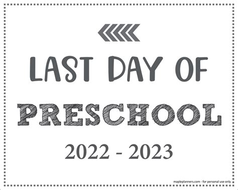 day  preschool sign printable