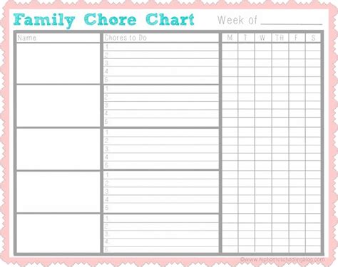 family chore chart diyscom   chore chart template family