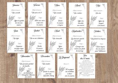 jeu des  mois animation mariage epi de ble mlle framboisine