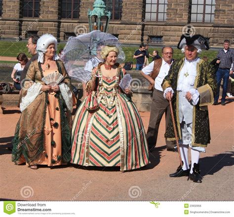 group of people in medieval clothes in dresden editorial
