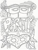 Mardi Gras Coloring Pages Alley Doodle Masks Party Whitesbelfast Credit sketch template
