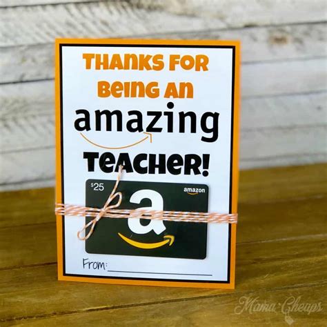 amazon gift card teacher gift printable card holder mama cheaps