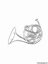 Horn Coloring Instrument Pages Instruments Musical sketch template