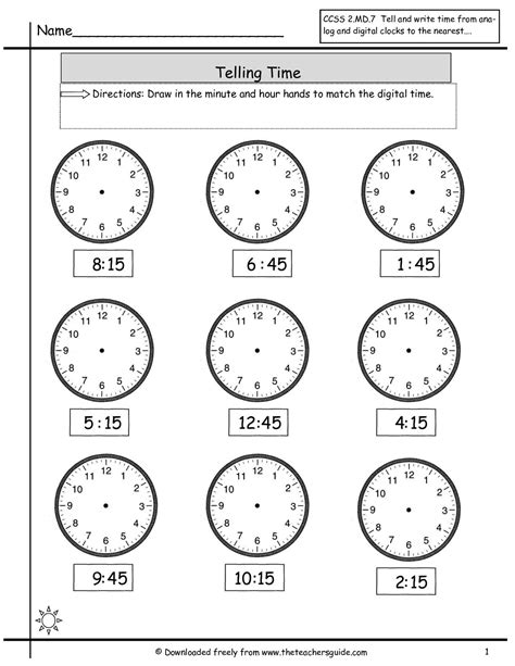telling time worksheets   teachers guide time worksheets