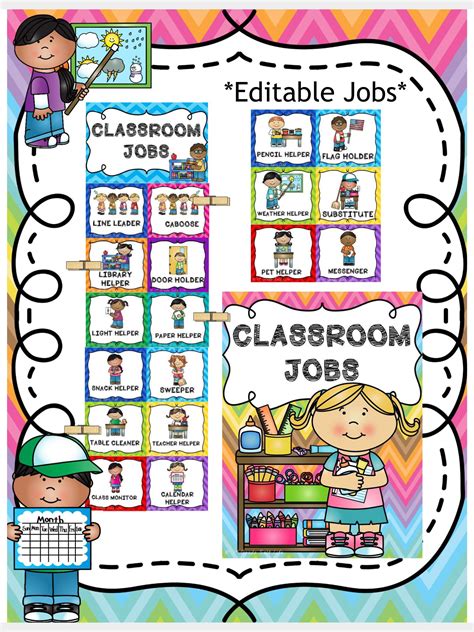classroom jobs chart editable file included preschool job chart