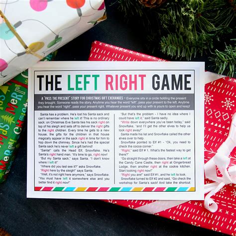 christmas left  game wprintable story christmas gift