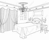 Bedroom Coloring Pages Sketch Furniture Room Printable Girls Bed Drawing Interior House Perspective Print Colour Sketches Adult Template Drawings Point sketch template