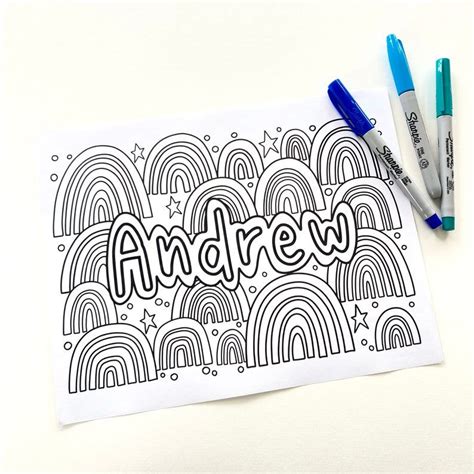 personalized rainbow coloring pages  kids custom coloring etsy