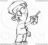 Juice Box Clipart Cartoon Boy Offering Coloring Vector Toonaday Outlined Ron Leishman 2021 sketch template