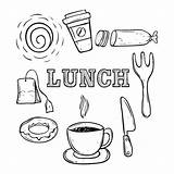 Lunch Doodle Food Premium Vector sketch template