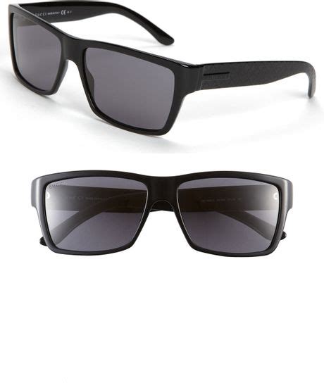 gucci rectangular 57mm sunglasses in black for men lyst