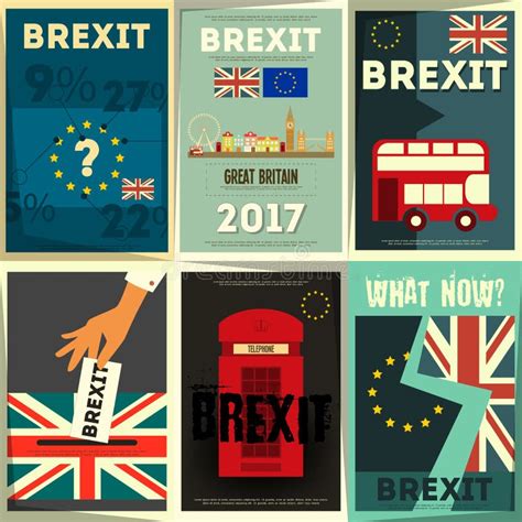brexit posters set stock vector illustration  political