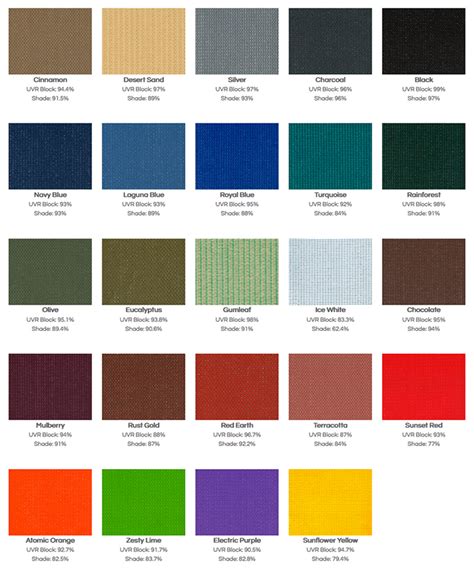 shade shade cloth colours