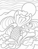 Coloring Mermaid Pages Tail Waves Mermaids Ocean Tails Printable Color Category Getcolorings Rocks Navigation Posts Getdrawings Drawing sketch template