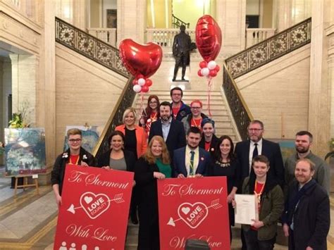 same sex marriage campaigners deliver valentine s day cards to stormont
