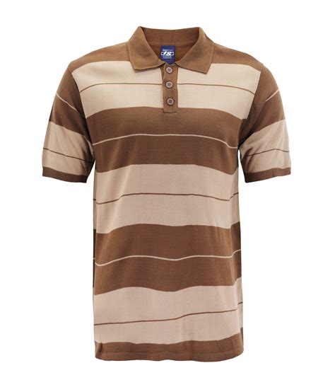 mens knitted charlie brown striped ribbed short sleeve casual polo shirt  brown walmartcom