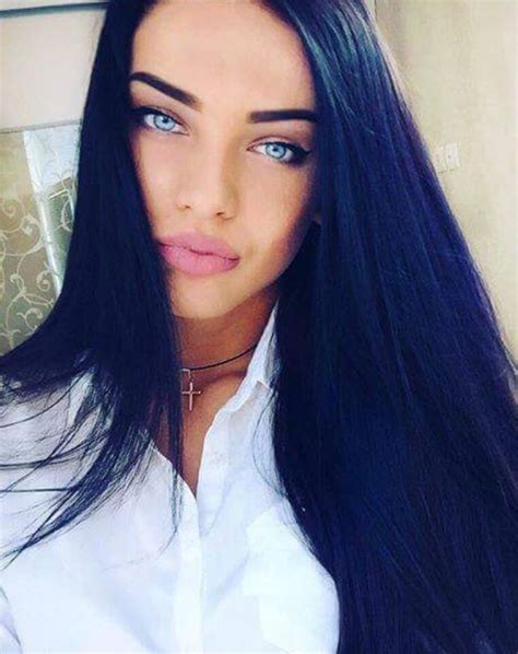 dasha dereviankina brown hair blue eyes jet black hair beauty girl