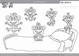 Five Coloring Little Pages Monkeys Jumping Bed Template Worksheets Counting Simple Super Printables Frogs Songs Kindergarten Song Supersimple Speckled sketch template