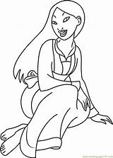 Mulan Coloring Pages Down Disney Sit Template Getcolorings sketch template
