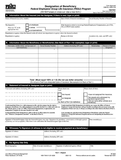 2001 2021 Form Opm Sf 2823 Fill Online Printable Fillable Blank