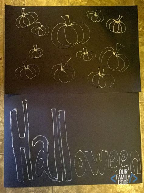 chalk pastel pumpkins glue resist art activity  family code