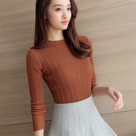 2017 women s slim sweaters female work ol fashion solid color sweaters