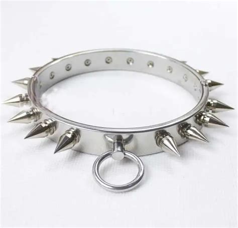 stainless steel sex collar bdsm bondage restraints fetish wear with