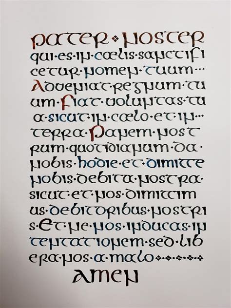 finished pater noster  father  latin  insular pour majuscule script