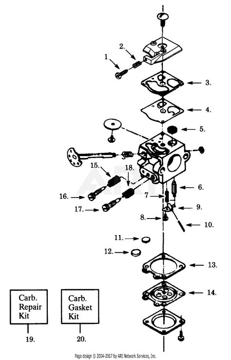 poulan  gas  parts diagram  carburetor wt