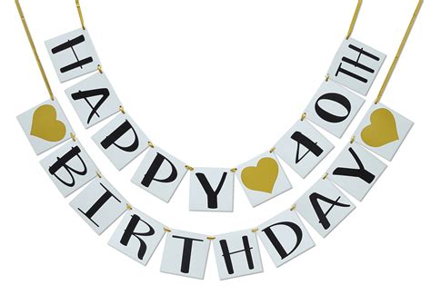 happy  birthday banner gold hearts  ribbon birthday