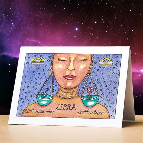 Libra Birthday Card Libra Star Sign Zodiac Astrology Birthday Etsy