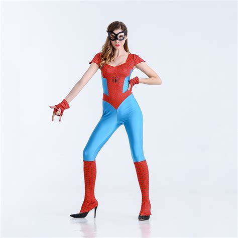 vashejiang amazing spider man costume women spiderman jumpsuit