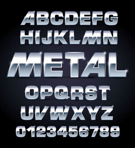 metallic font design  vector material fonts design metal font