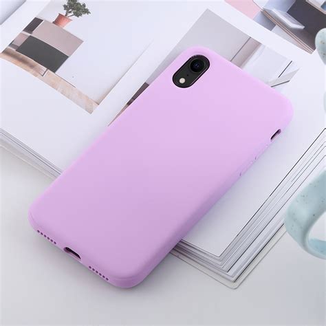 shockproof solid color liquid silicone feel tpu case  iphone xr purple alexnldcom