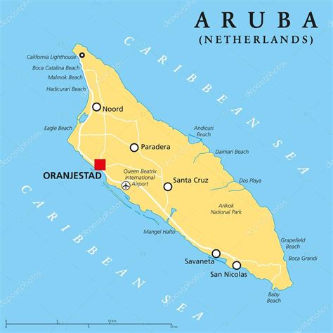aruba political map stock vector  furian