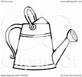 Gardening Clipart Watering Outline Coloring Royalty Illustration Rf Toon Hit sketch template