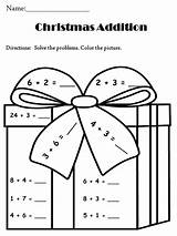 Christmas Math Addition Coloring Worksheets Activities Printable Grade Pages Activtiy Activity 1st Kindergarten Maths First Color Subtraction Teacherspayteachers Classroom Preschool sketch template