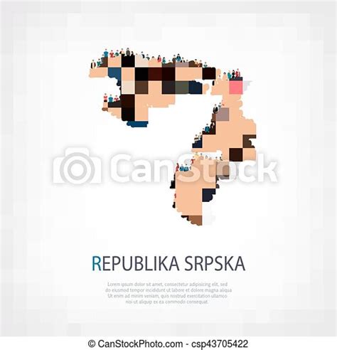 People Map Country Republika Srpska Vector Isometric Set Of Styles