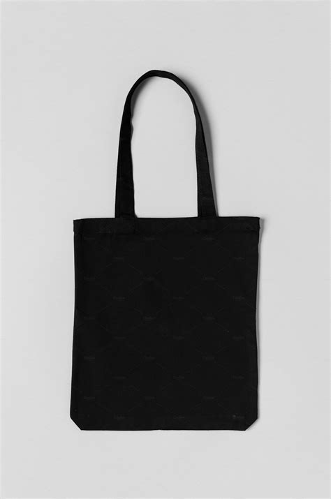 black tote bag mockup   grey  stock photo
