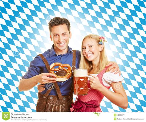 couple with beer at oktoberfest stock image image of