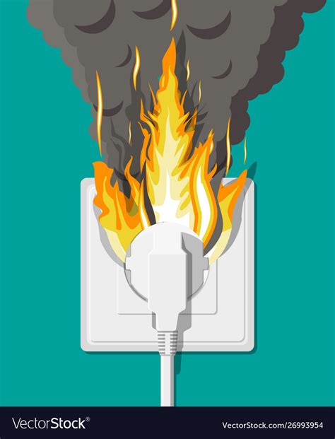 electrical outlet  fire overload network vector image